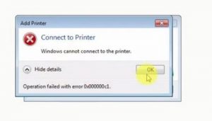 Lỗi Windows cannot connect to printer